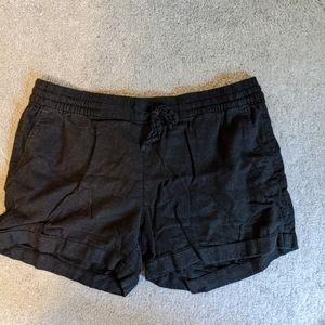 Black linen shorts